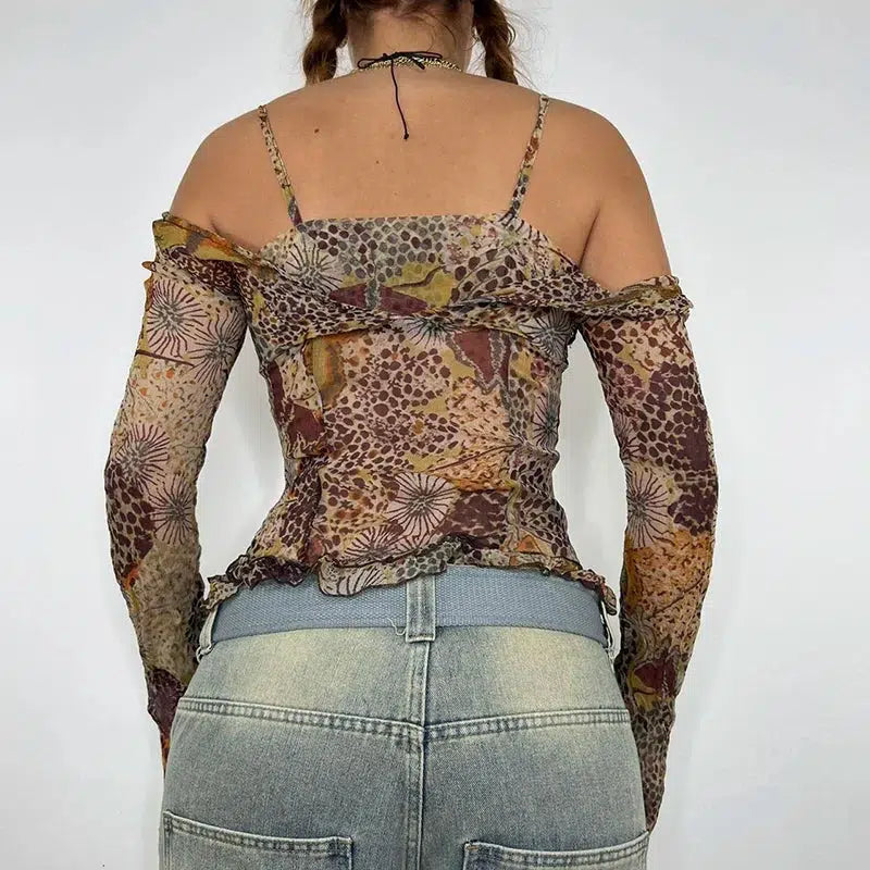 Fairycore Floral Mesh Top Fairycore Floral Mesh Top