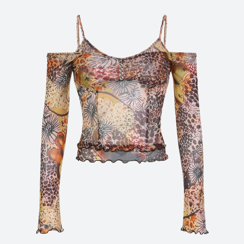 Fairycore Floral Mesh Top Fairycore Floral Mesh Top