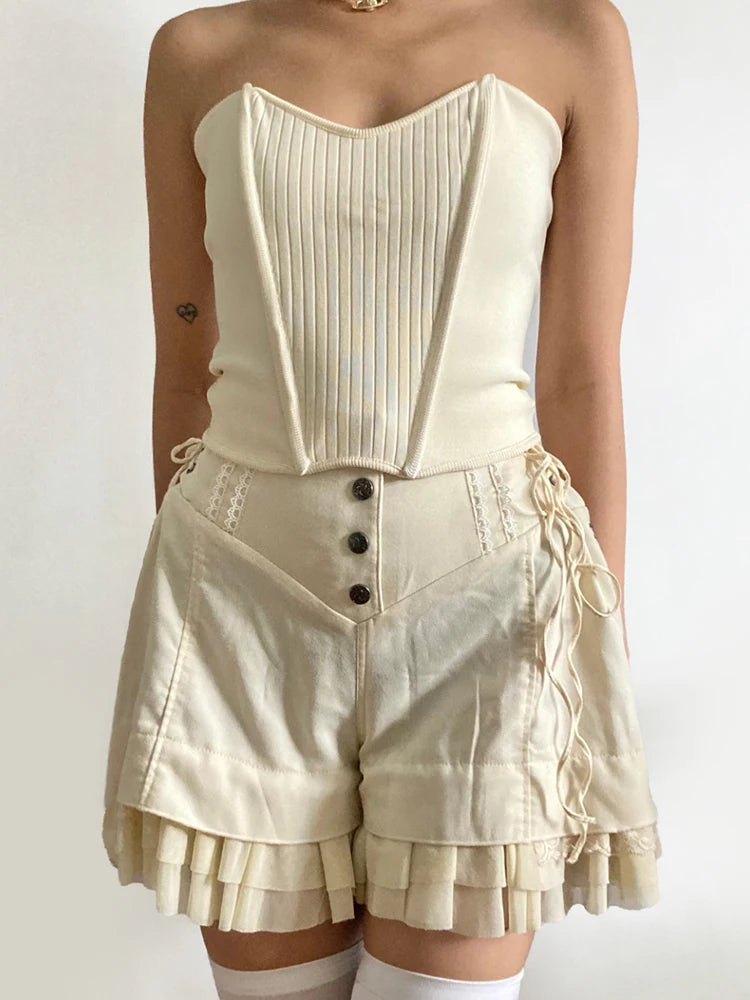 Fairycore Ruffled Lace Up Shorts Fairycore Ruffled Lace Up Shorts