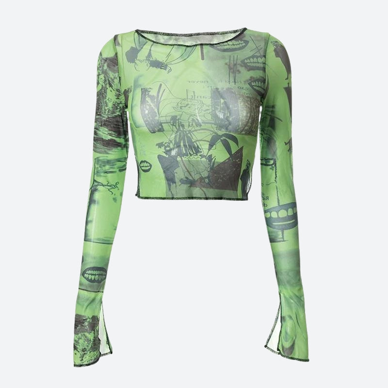 Fairycore Slit Mesh Crop Top Fairycore Slit Mesh Crop Top