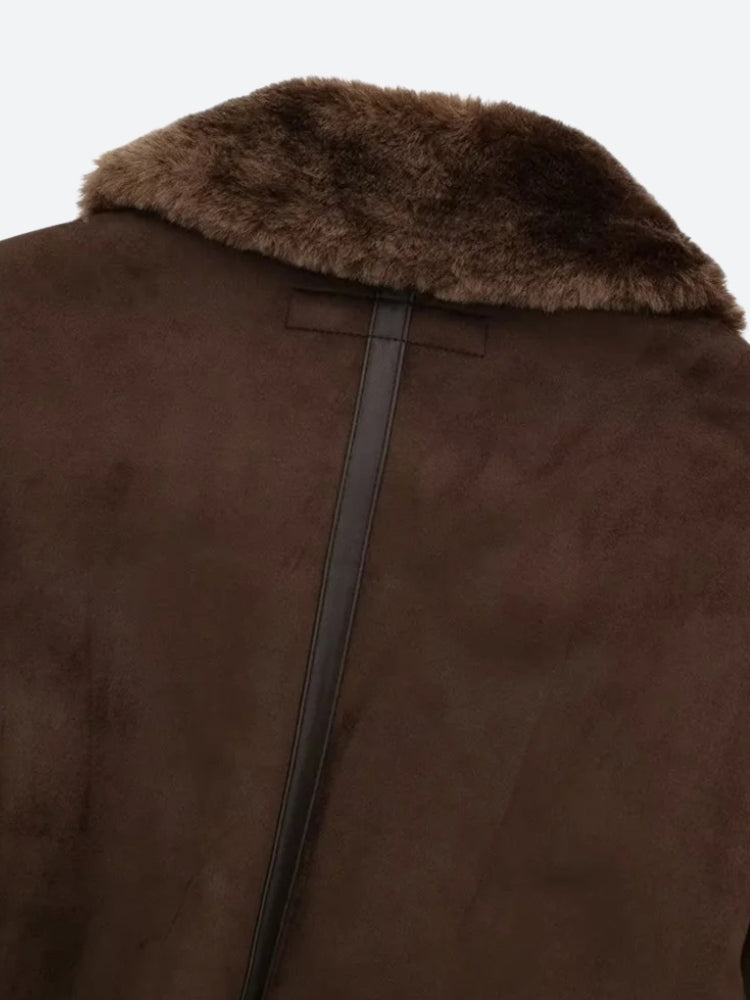 Faux Fur Collar Zip-Up Jacket Faux Fur Collar Zip-Up Jacket