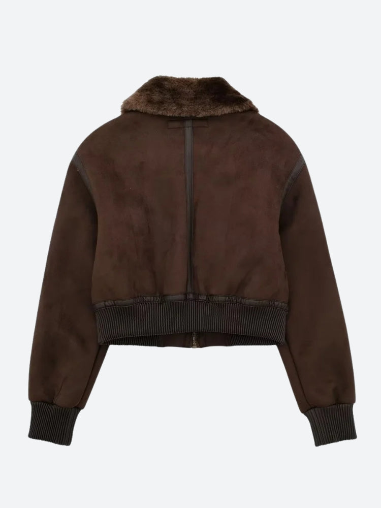 Faux Fur Collar Zip-Up Jacket Faux Fur Collar Zip-Up Jacket