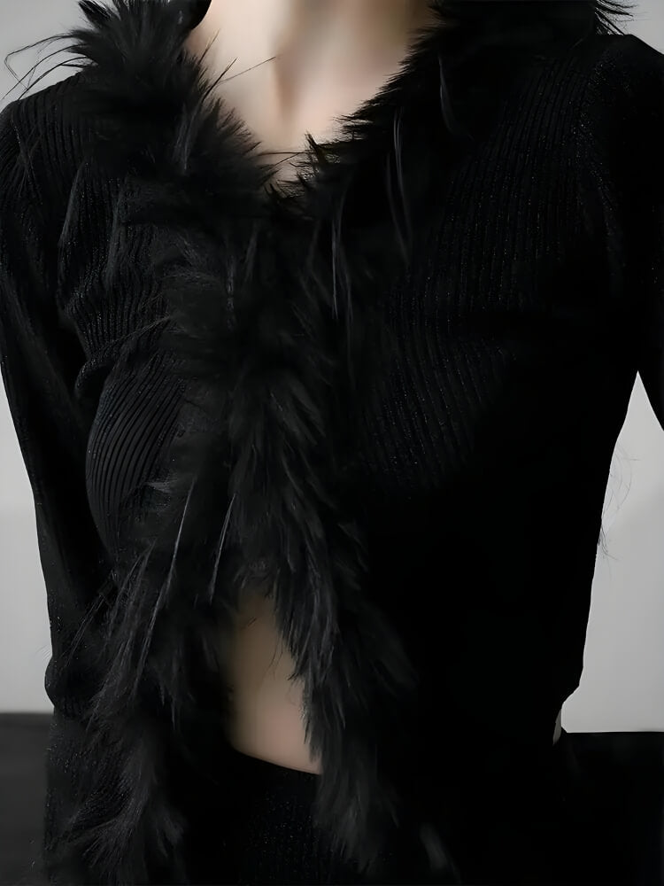Faux Fur Trim Cardigan Faux Fur Trim Cardigan