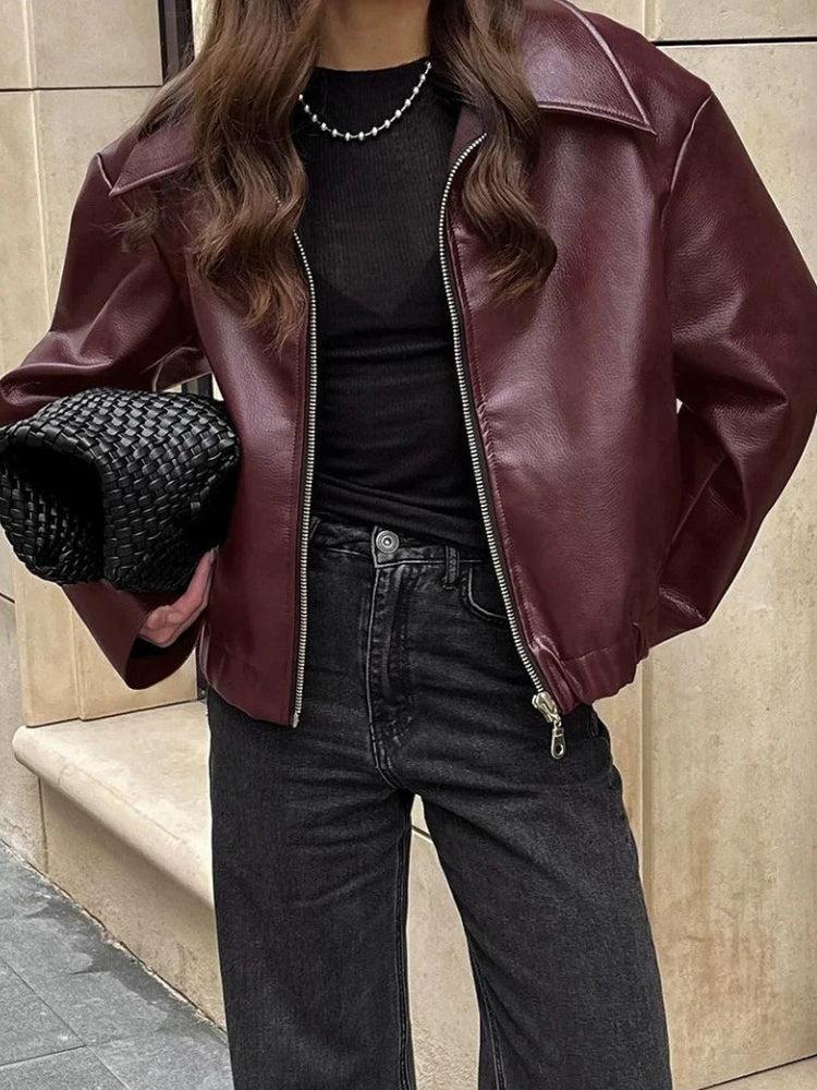 Faux Leather Burgundy Jacket Faux Leather Burgundy Jacket
