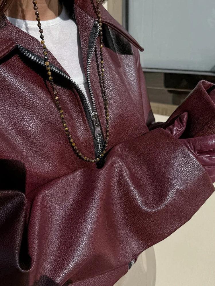 Faux Leather Burgundy Jacket Faux Leather Burgundy Jacket
