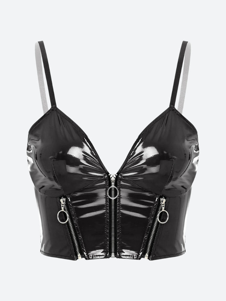 Faux Leather Bustier Crop Top Faux Leather Bustier Crop Top