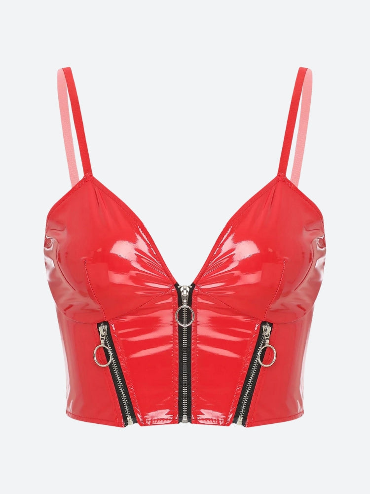 Faux Leather Bustier Crop Top Faux Leather Bustier Crop Top
