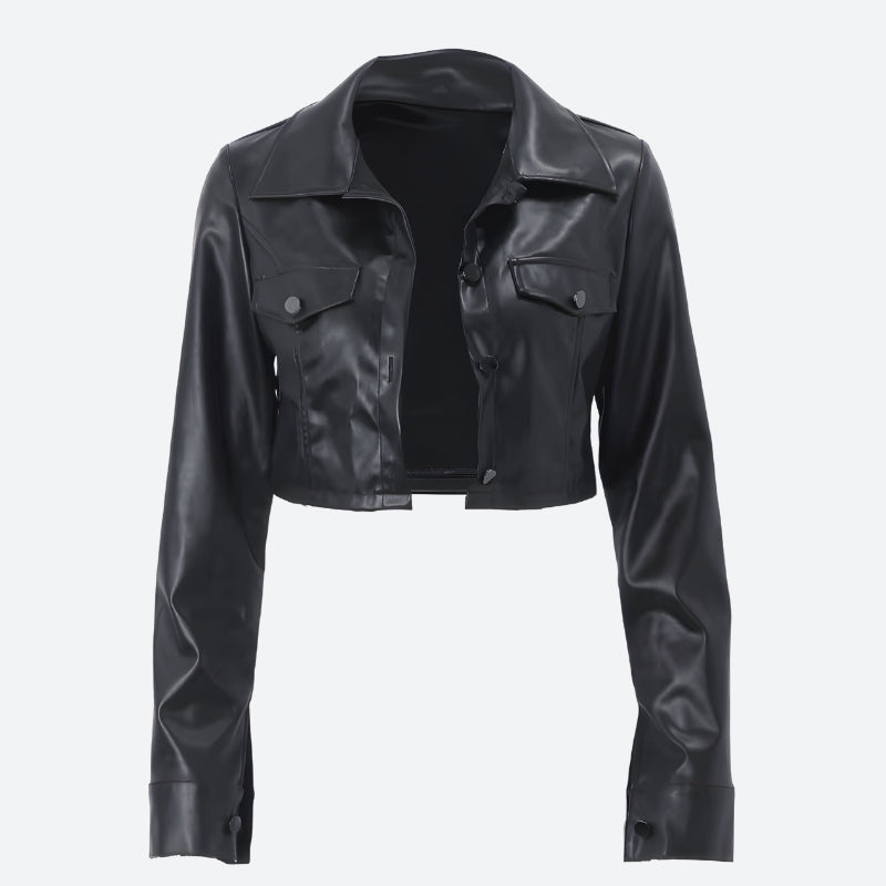 Faux Leather Cropped Jacket Faux Leather Cropped Jacket