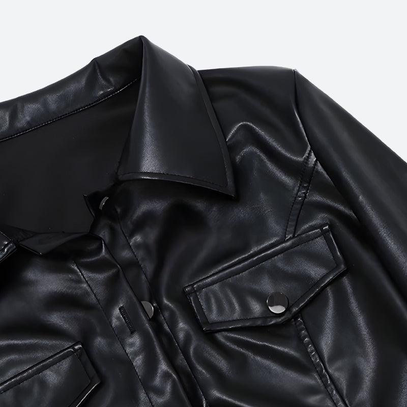 Faux Leather Cropped Jacket Faux Leather Cropped Jacket