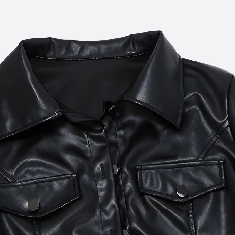 Faux Leather Cropped Jacket Faux Leather Cropped Jacket