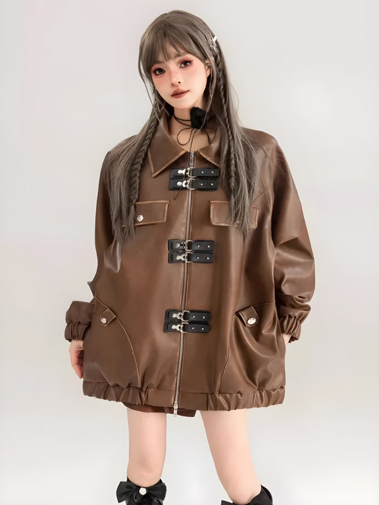 Faux Leather Oversized Jacket Faux Leather Oversized Jacket