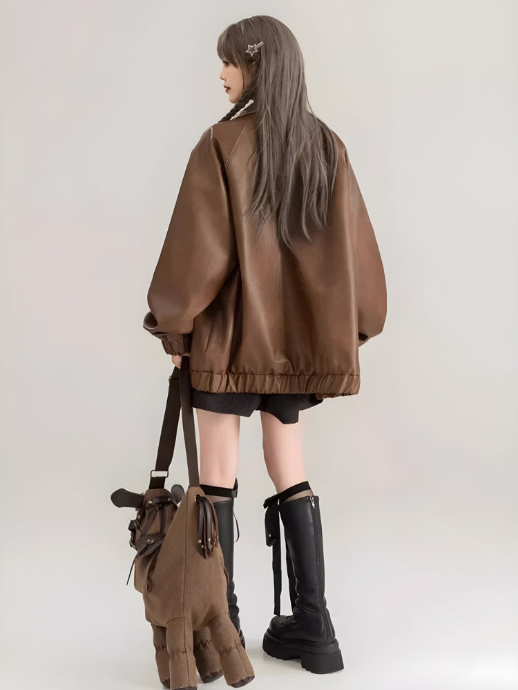 Faux Leather Oversized Jacket Faux Leather Oversized Jacket
