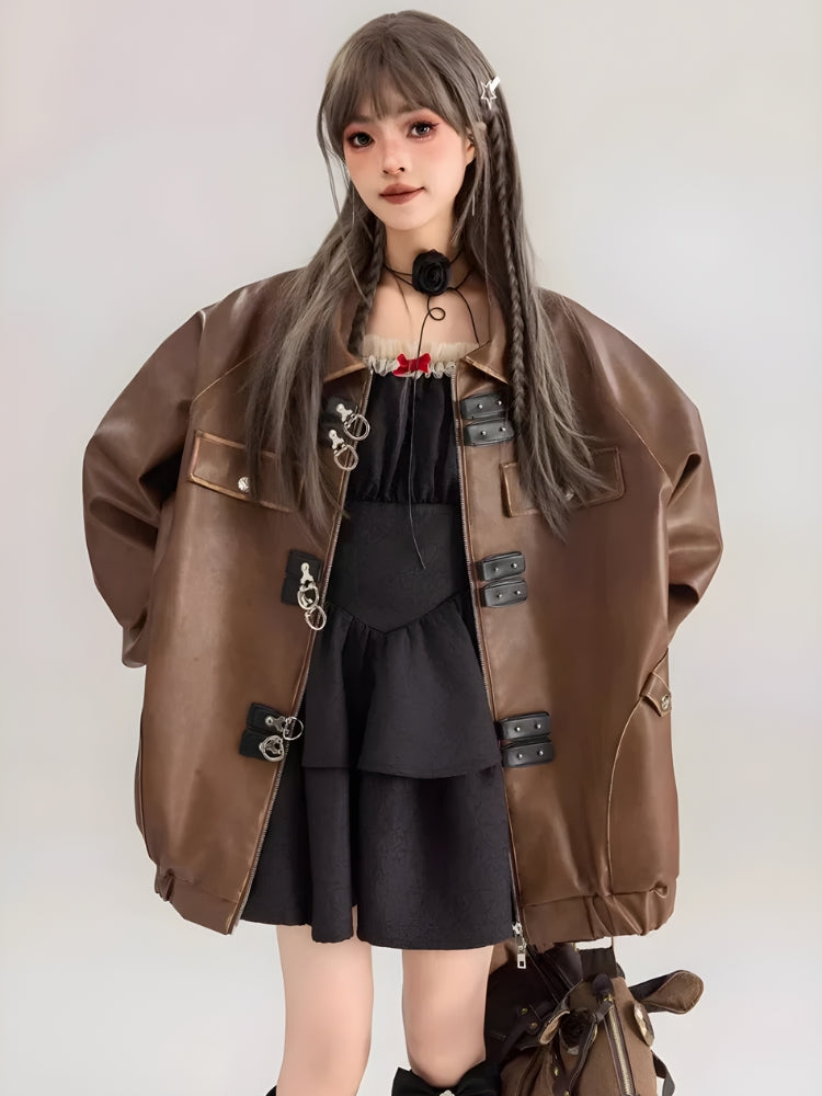 Faux Leather Oversized Jacket Faux Leather Oversized Jacket