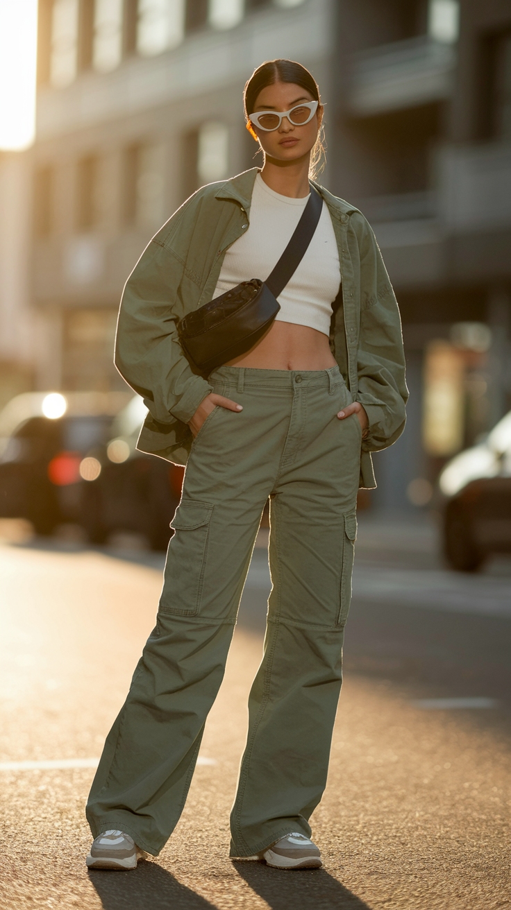 Flared Cargo Pants: Comfort Meets Trendy Style outfit idea