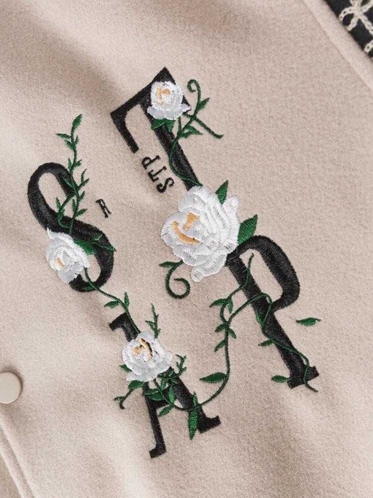 Floral Embroidered Bomber Jacket Floral Embroidered Bomber Jacket