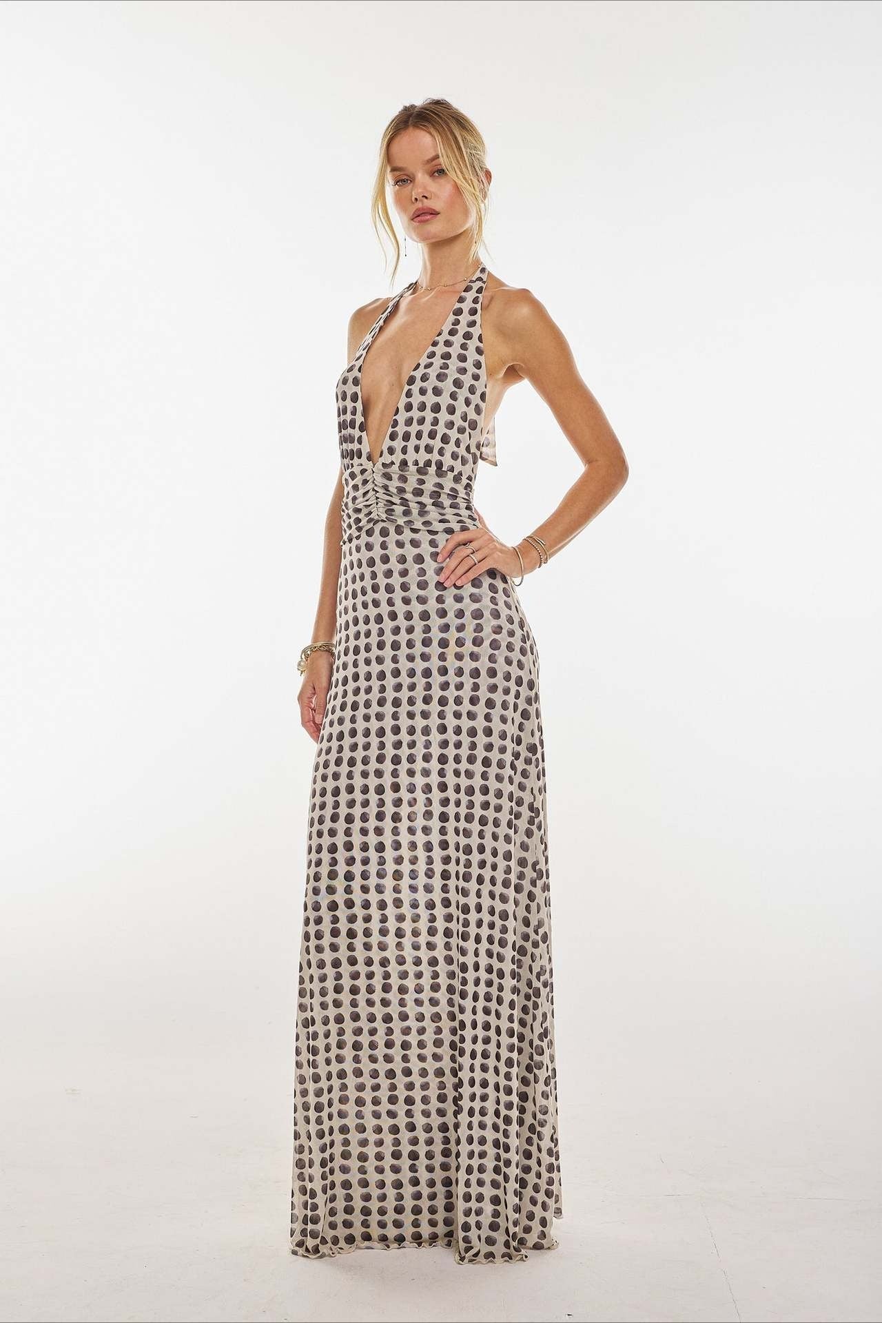 Floral Halter Neck Backless Bodycon Maxi Dress Floral Halter Neck Backless Bodycon Maxi Dress