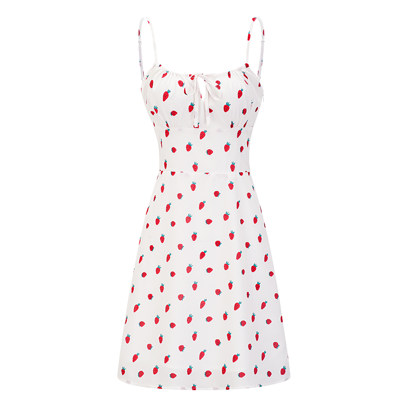 French Strawberry Print Front Tie Double Layer A-Line Camisole Dress – Sexy DIY Summer Fashion for a Chic Look French Strawberry Print Front Tie Double Layer A-Line Camisole Dress – Sexy DIY Summer Fashion for a Chic Look