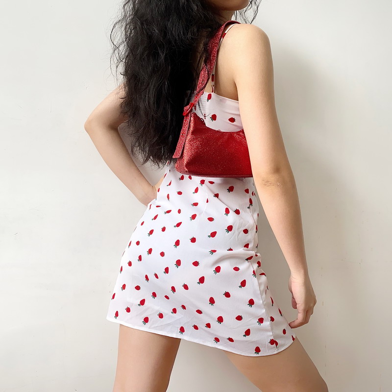 French Strawberry Print Front Tie Double Layer A-Line Camisole Dress – Sexy DIY Summer Fashion for a Chic Look French Strawberry Print Front Tie Double Layer A-Line Camisole Dress – Sexy DIY Summer Fashion for a Chic Look