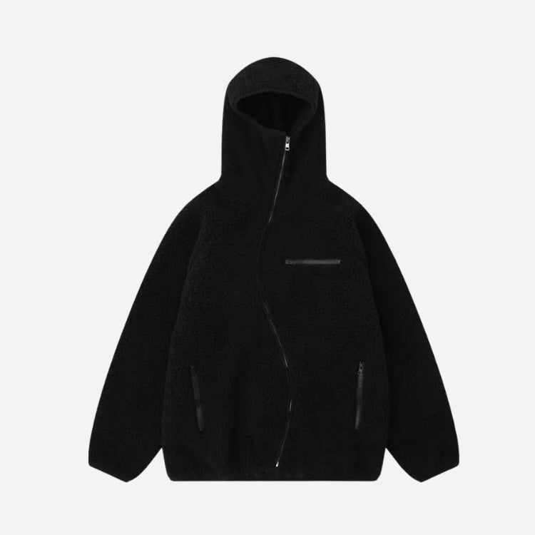 Funnel Neck Zip-Up Teddy Hoodie Funnel Neck Zip-Up Teddy Hoodie