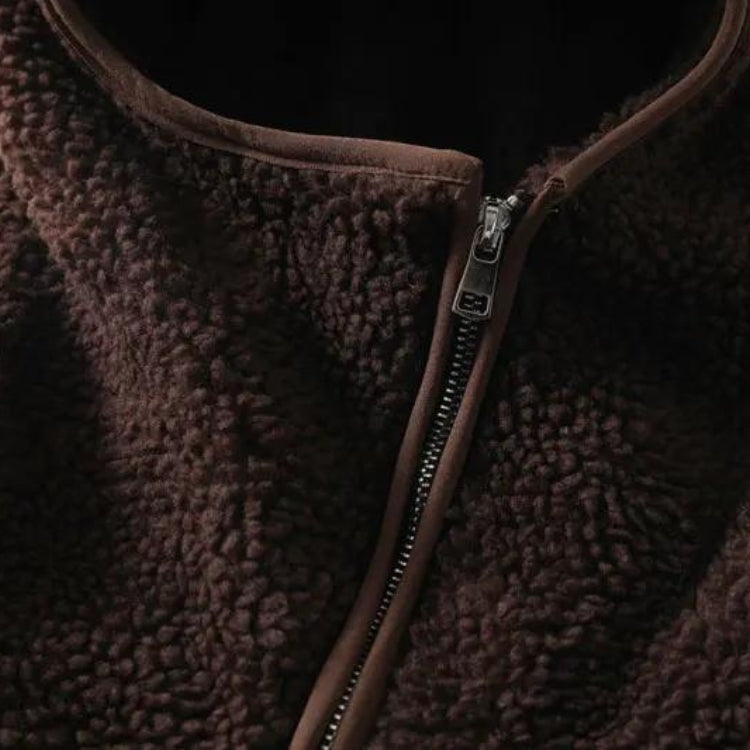 Funnel Neck Zip-Up Teddy Hoodie Funnel Neck Zip-Up Teddy Hoodie