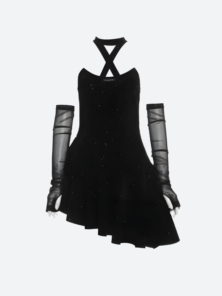 Glitter Asymmetric Mini Dress Glitter Asymmetric Mini Dress
