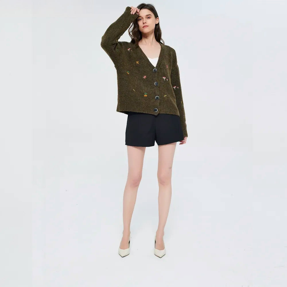 Goblincore Leaf Embroidery Cardigan Goblincore Leaf Embroidery Cardigan