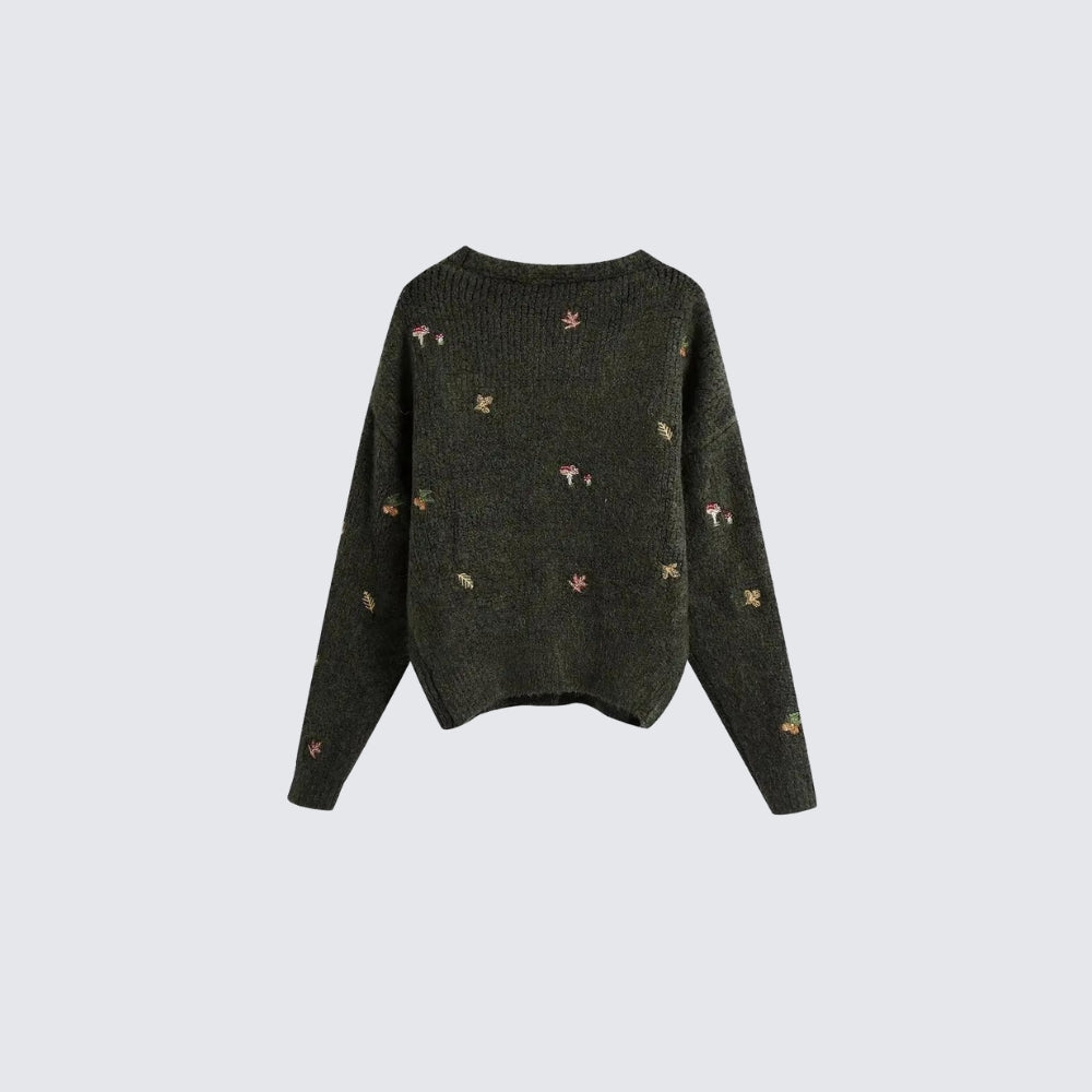 Goblincore Leaf Embroidery Cardigan Goblincore Leaf Embroidery Cardigan
