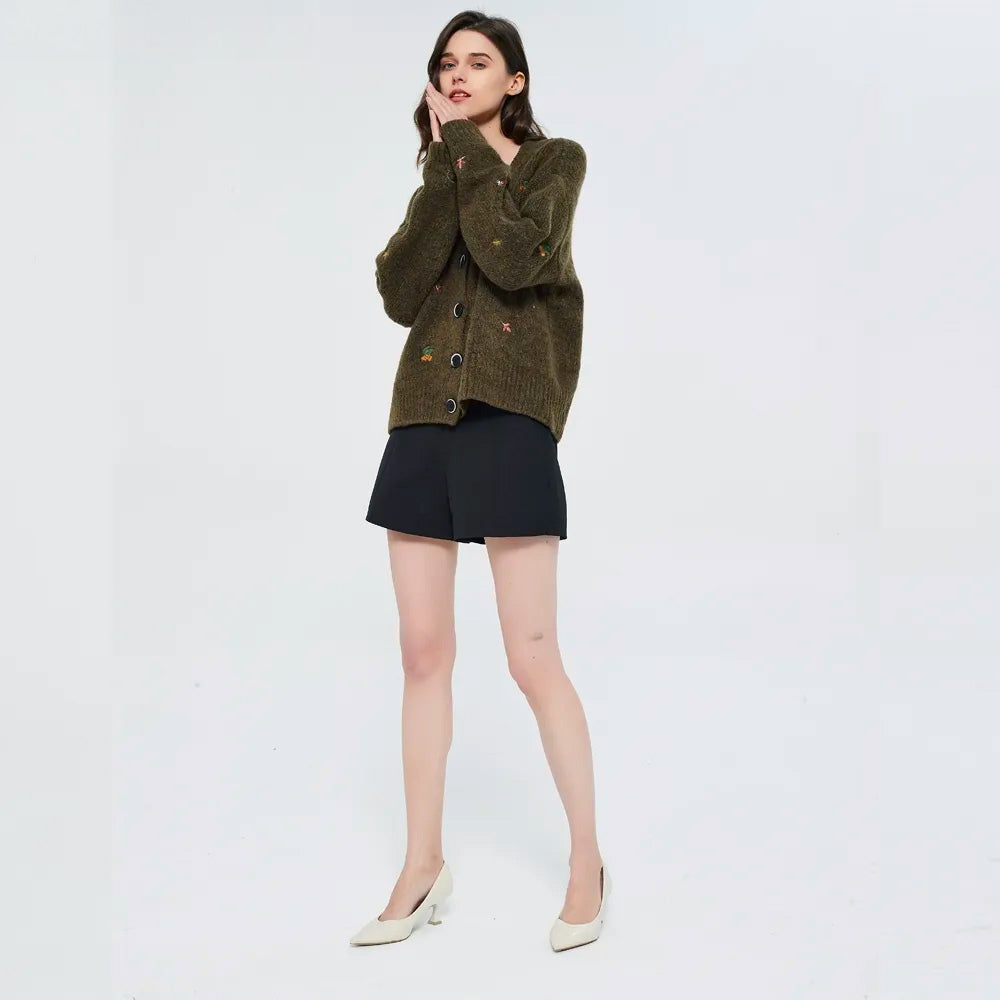 Goblincore Leaf Embroidery Cardigan Goblincore Leaf Embroidery Cardigan