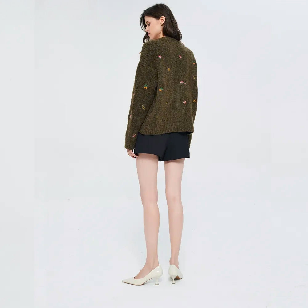Goblincore Leaf Embroidery Cardigan Goblincore Leaf Embroidery Cardigan