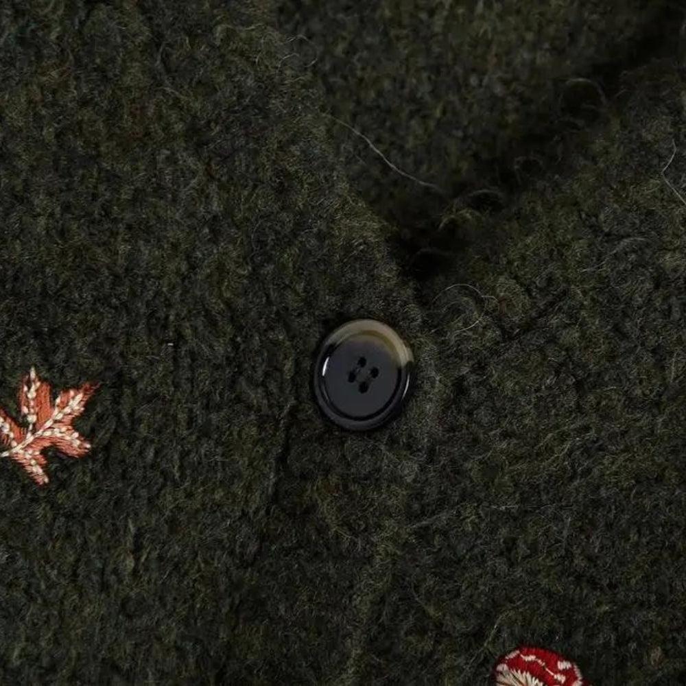 Goblincore Leaf Embroidery Cardigan Goblincore Leaf Embroidery Cardigan