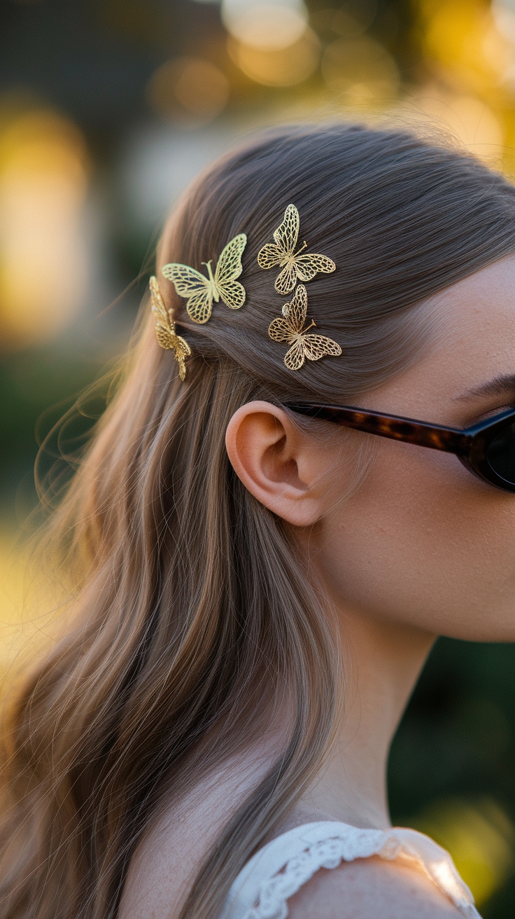 Accessorizing with Gold Butterfly Hair Clips outfit idea