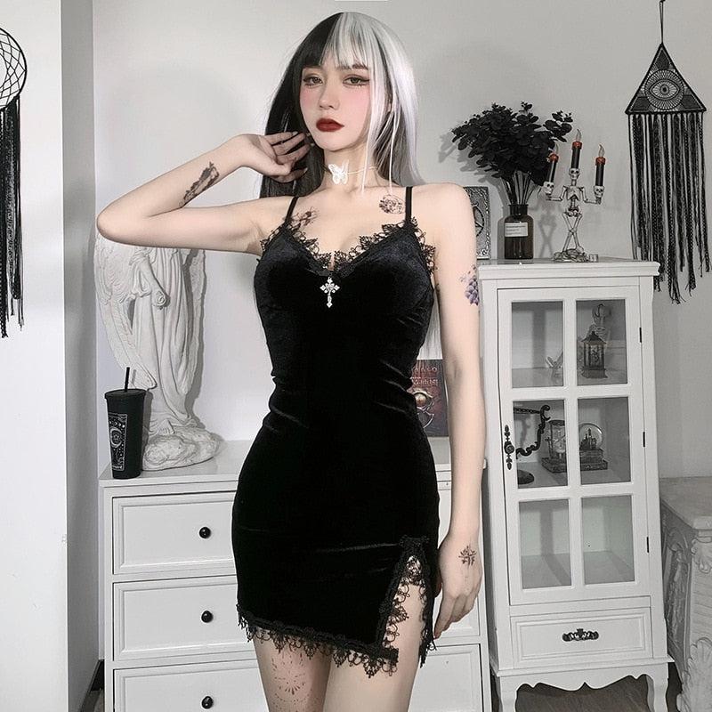 Goth Cross Detail Mini Dress Goth Cross Detail Mini Dress