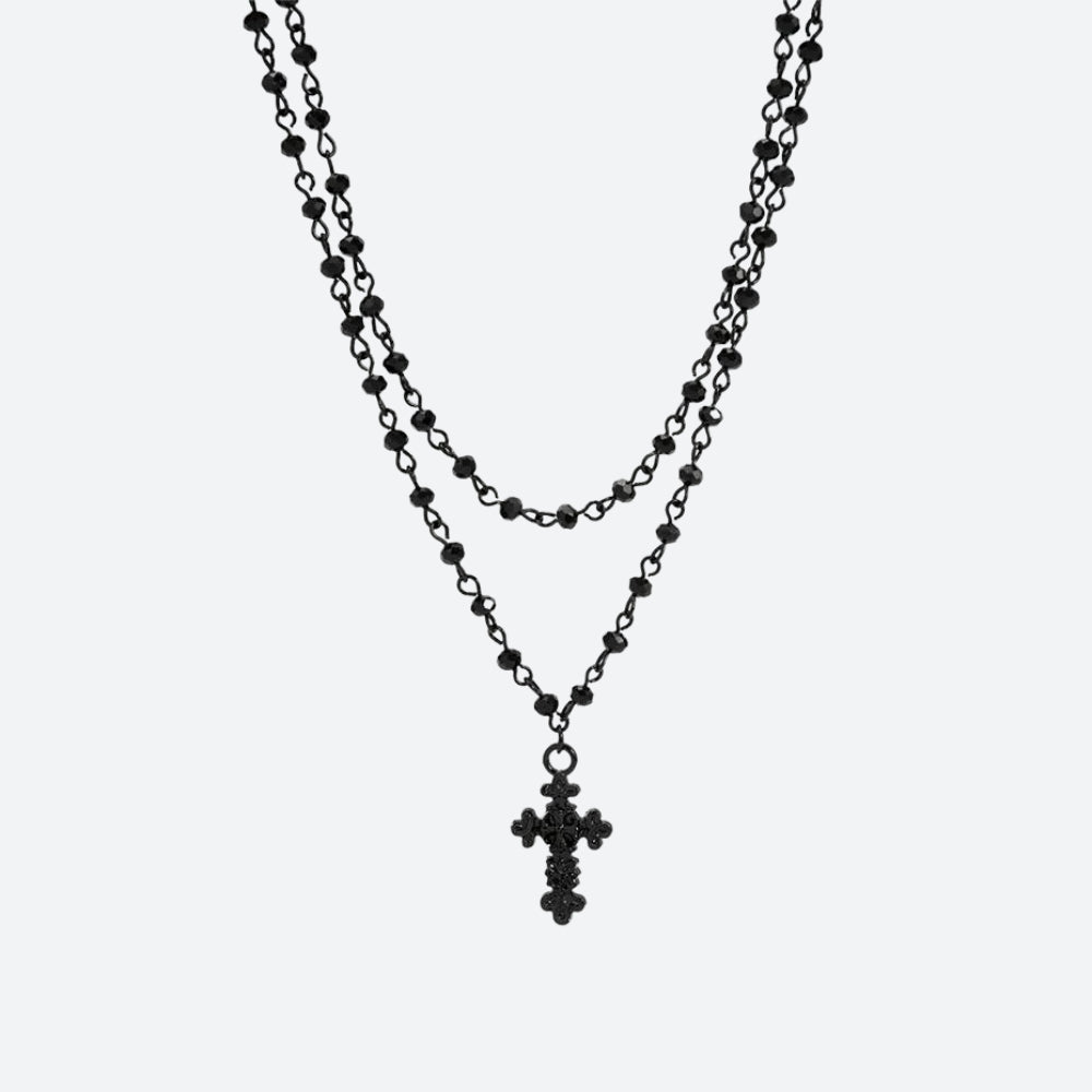 Goth Double Chain Cross Necklace Goth Double Chain Cross Necklace