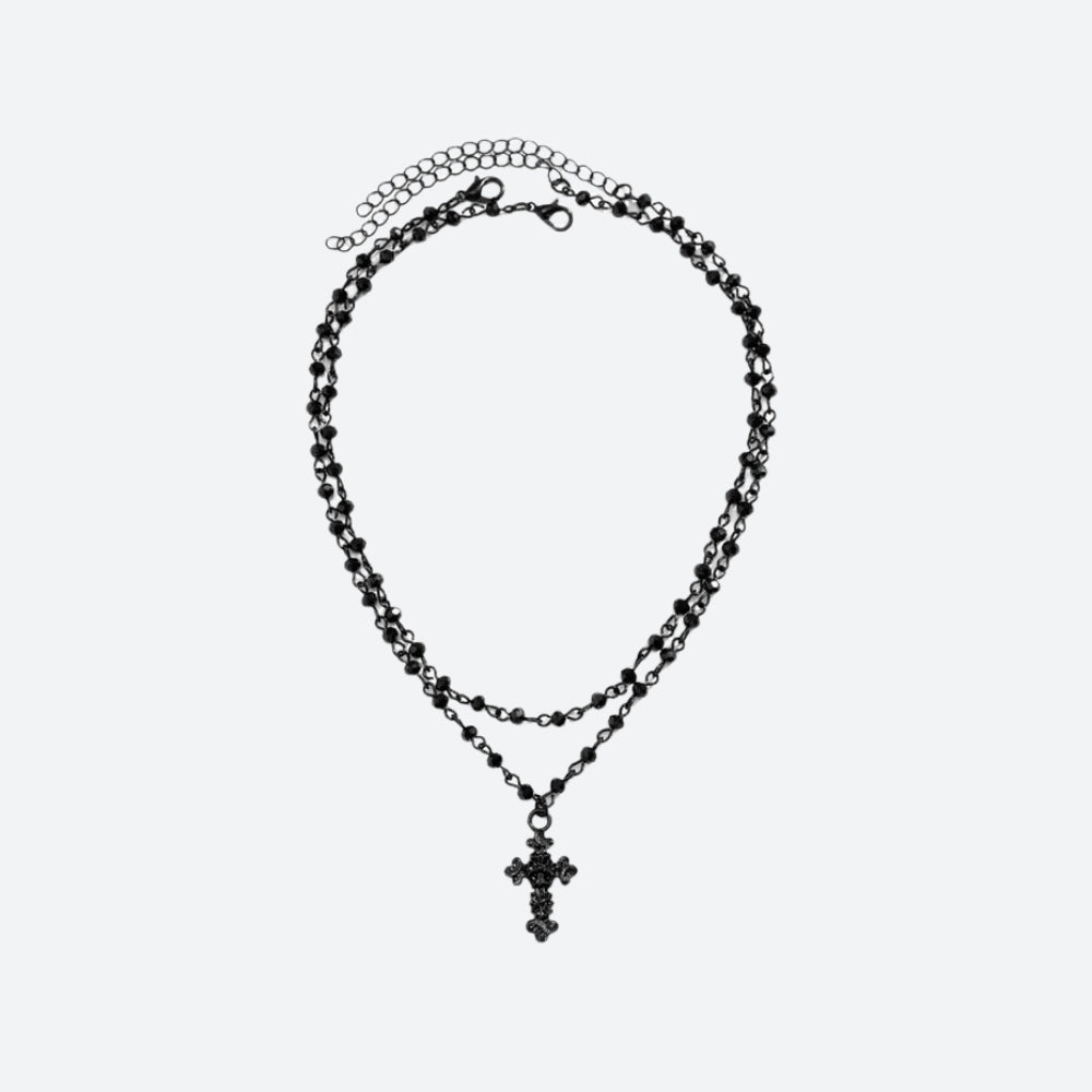 Goth Double Chain Cross Necklace Goth Double Chain Cross Necklace