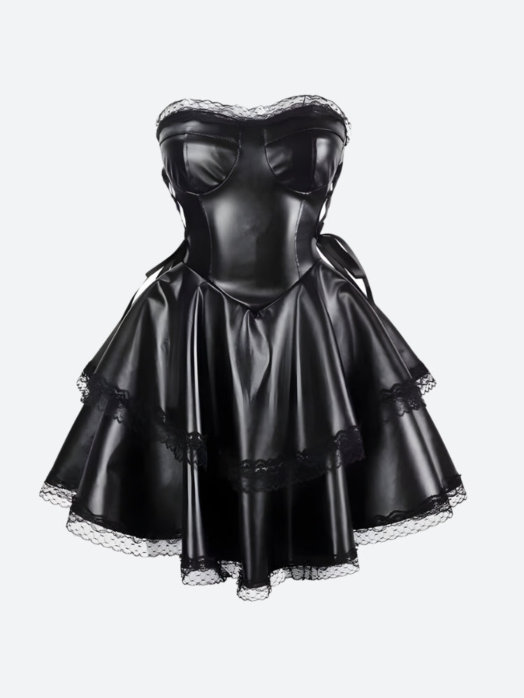 Goth Faux Leather Mini Dress Goth Faux Leather Mini Dress
