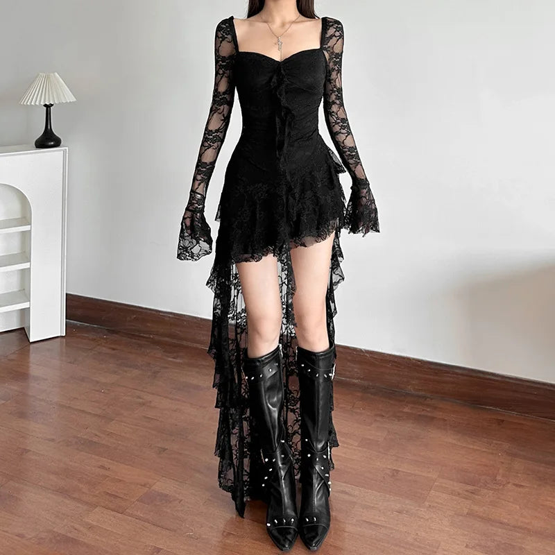Goth Lace Mullet Mini Dress Goth Lace Mullet Mini Dress