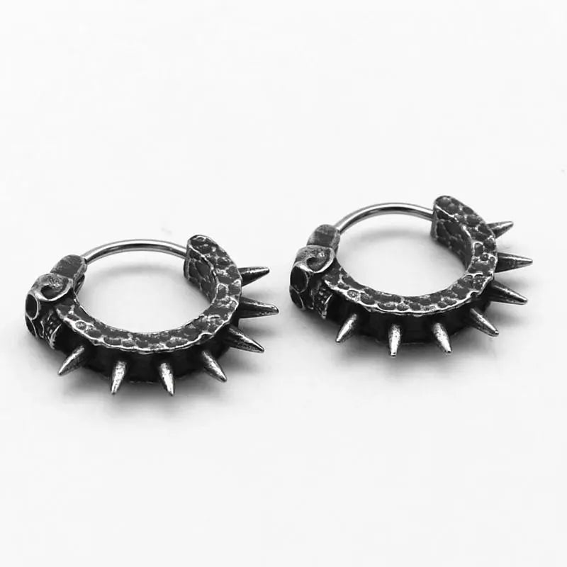 Goth Skull Spiked Hoop Earrings Goth Skull Spiked Hoop Earrings