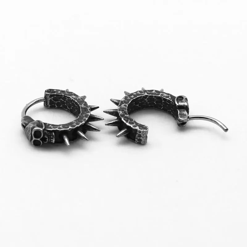 Goth Skull Spiked Hoop Earrings Goth Skull Spiked Hoop Earrings