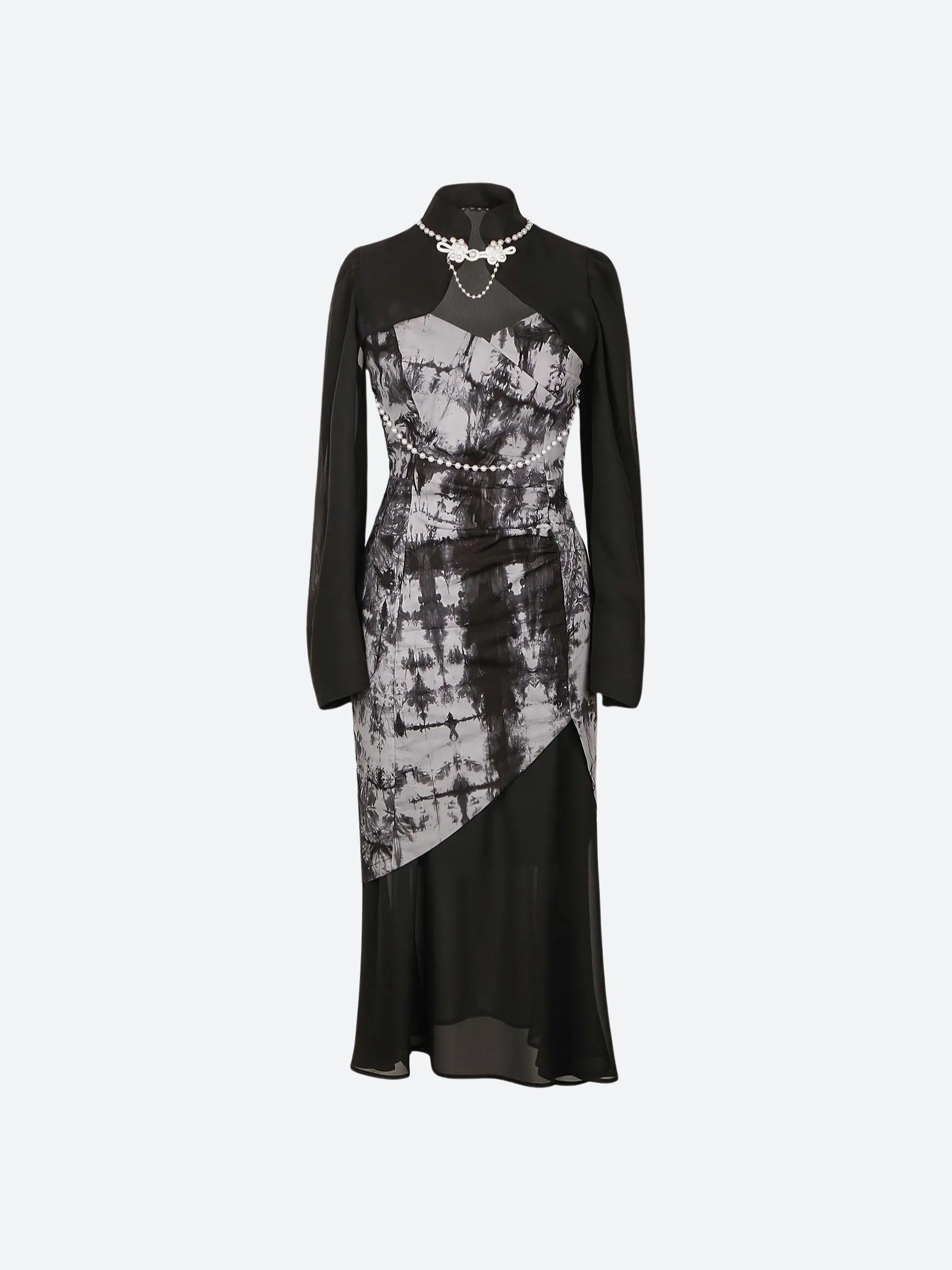Goth Wide Sleeve Qipao Midi Dress Goth Wide Sleeve Qipao Midi Dress