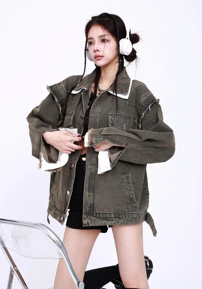 Grunge Button Up Oversized Denim Jacket Grunge Button Up Oversized Denim Jacket