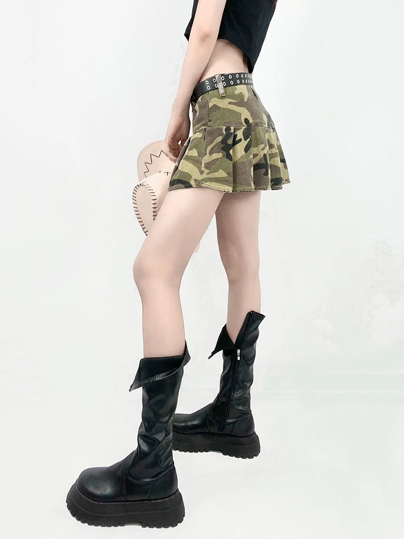 Grunge Camo Pleated Mini Skirt Grunge Camo Pleated Mini Skirt