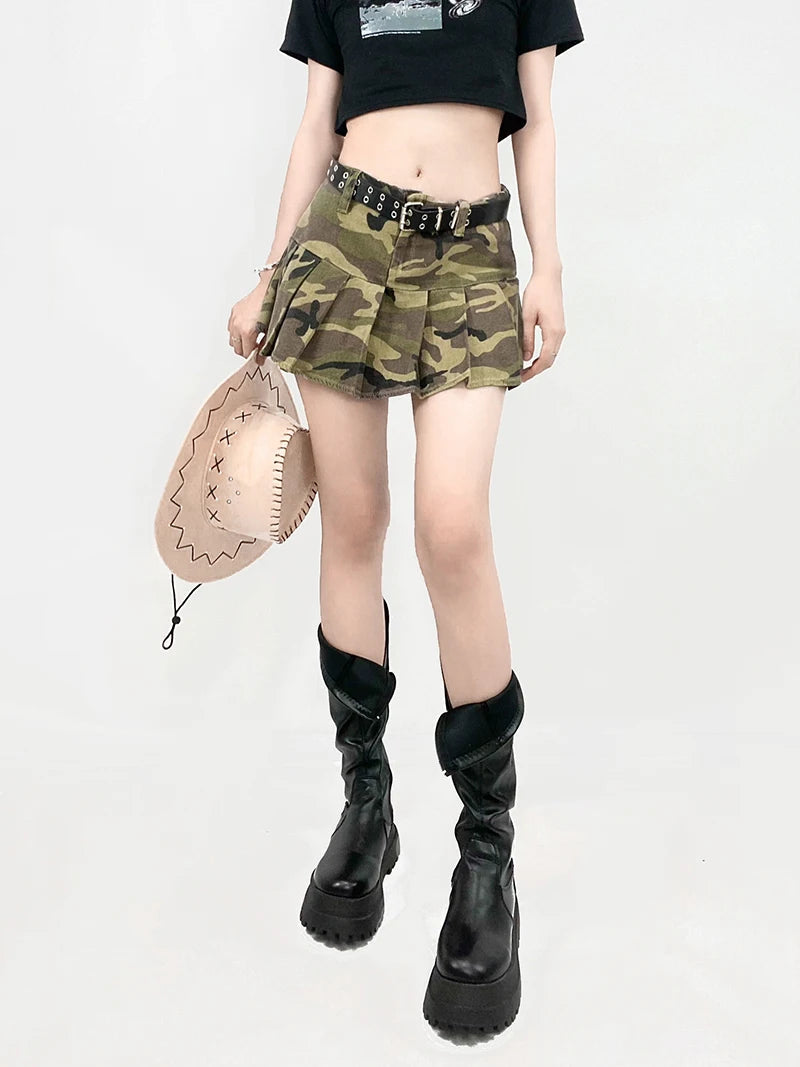 Grunge Camo Pleated Mini Skirt Grunge Camo Pleated Mini Skirt