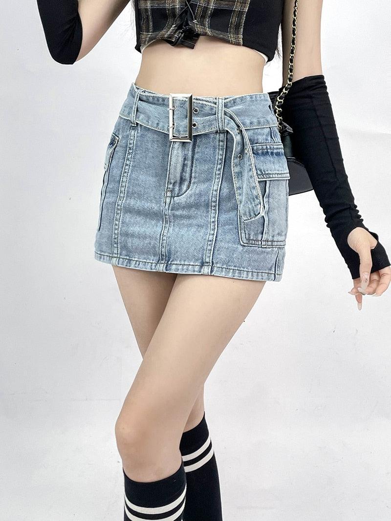 Grunge Cargo Jean Mini Skort Grunge Cargo Jean Mini Skort