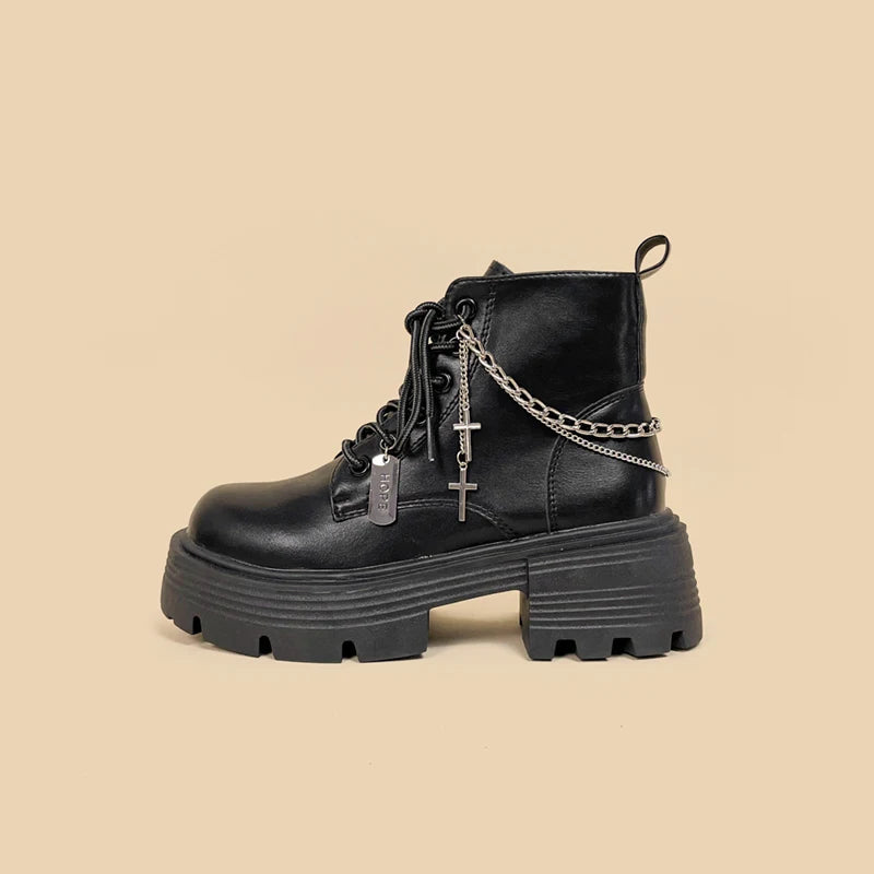 Grunge Chain with Cross Combat Boots Grunge Chain with Cross Combat Boots