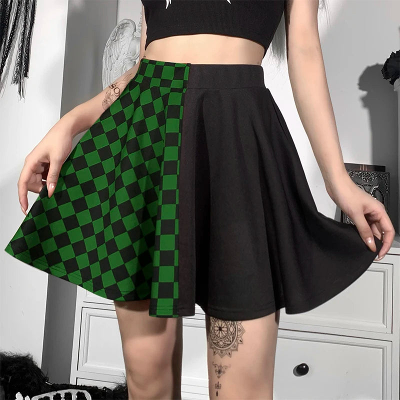 Grunge Checked A-Line Mini Skirt Grunge Checked A-Line Mini Skirt