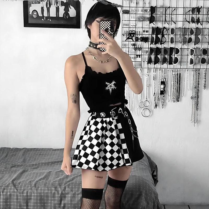 Grunge Checked A-Line Mini Skirt Grunge Checked A-Line Mini Skirt