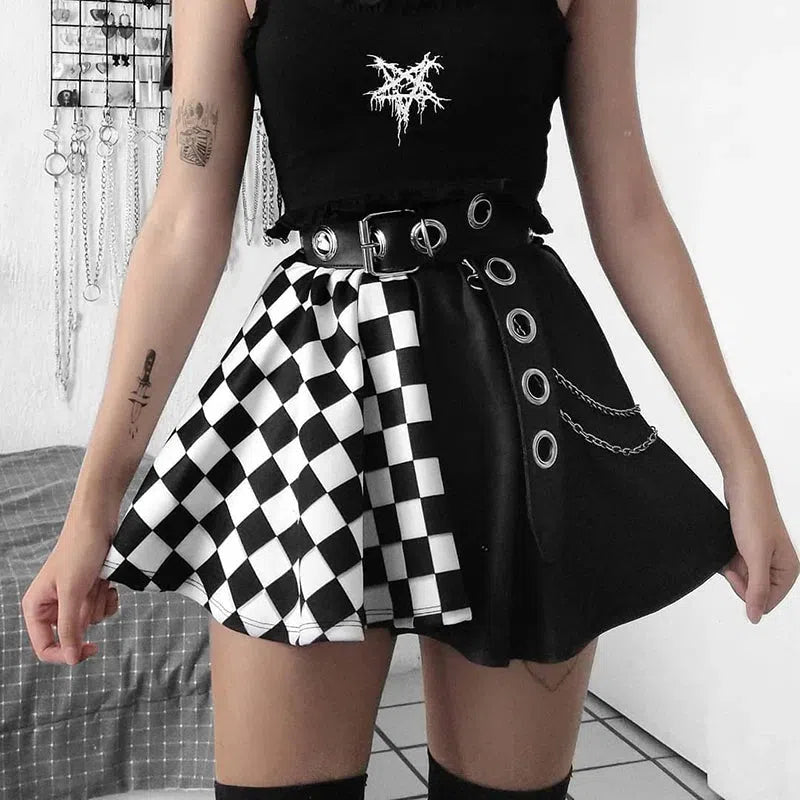 Grunge Checked A-Line Mini Skirt Grunge Checked A-Line Mini Skirt