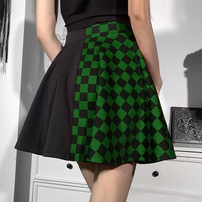 Grunge Checked A-Line Mini Skirt Grunge Checked A-Line Mini Skirt