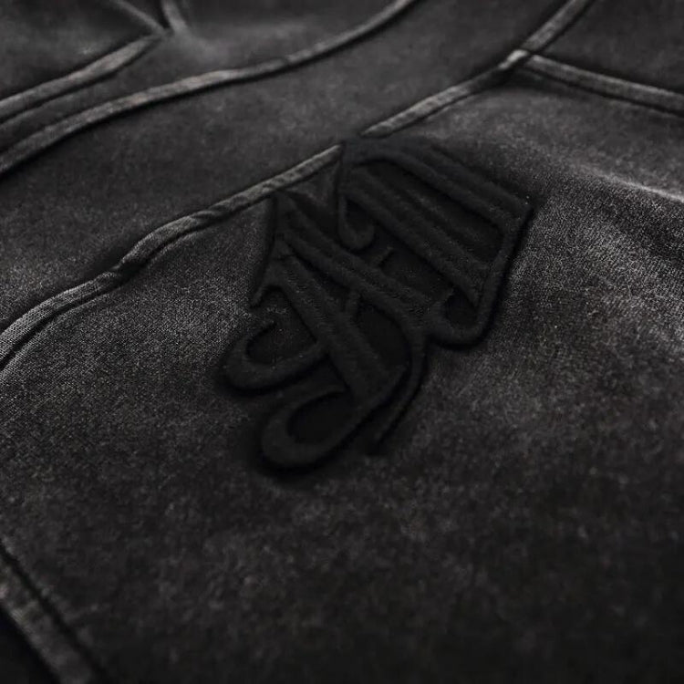 Grunge Dark Washed Embroidered Hoodie Grunge Dark Washed Embroidered Hoodie