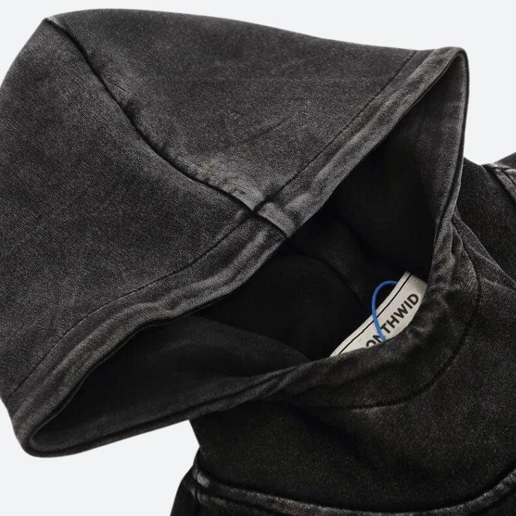 Grunge Dark Washed Embroidered Hoodie Grunge Dark Washed Embroidered Hoodie